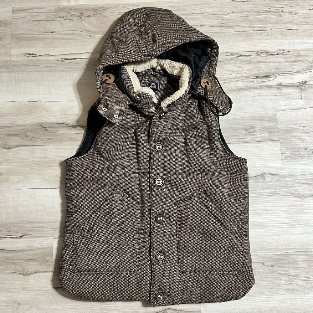 BEAMS HEART Vest Size‎ Large Brown Removable Hood